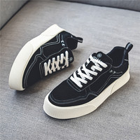Chaussures de course et de marche pour hommes d'hiver, design de niche pour étudiants, tige en toile, antidérapantes, amortissantes, légères, tendance de la mode, noir