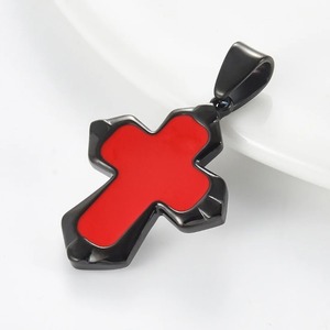 Pendentif croix en acier inoxydable, petit et mignon, pour collier, pour hommes et femmes, émail coulant, poli à la main, breloques tendance, bijoux cadeaux, 1 pièce - Product Image 1