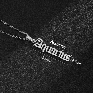 Collier en acier inoxydable plaqué or ou argent pour femme, pendentif <span class=keywords><strong>horoscope</strong></span> vertical au signe du zodiaque, chaîne avec pendentif, bijoux - Product Image 6