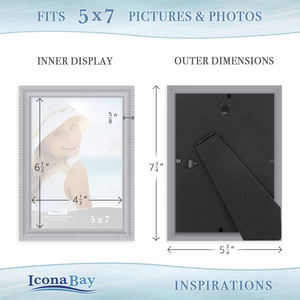 Cadre photo moderne en résine plastique 5X7 PS gris de haute qualité avec cadre de peinture en métal argenté et verre décorations murales de bureau pour la maison - Product Image 4