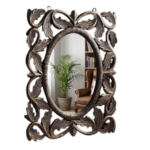 Miroir mural rustique style ferme avec cadre en bois de manguier, miroir décoratif en bois pour salle de bain, coiffeuse, chambre et décoration murale - Product Image 1
