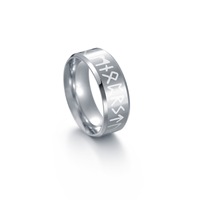 Großhandel Schmuck 8mm Laser-Gravur Wikinger-Schrift Edelstahl-Ring Runen Herren Minimalistischer Punk-Ring