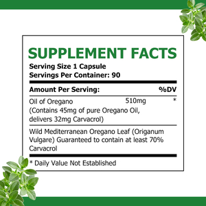 Cápsulas de Aceite de Orégano 100% Vegetarianas, Suministro de Fábrica, con Hoja de Orégano Silvestre del Mediterráneo, Apoyo a la Salud Digestiva, Cápsula Herbal - Product Image 2