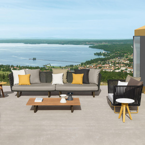 Ensemble de canapés de jardin en forme de L, structure en alliage d'aluminium, résistant aux UV, rotin PE imperméable, style nordique, mobilier de patio - Product Image 4