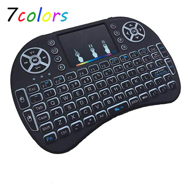 Cool Backlit I8 Mini Air Mouse 2.4G Wireless Keyboard Touchpad English Russian Spanish French Remote Control for Android