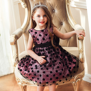 Vestido infantil con cuello redondo, corte en A, tul, lentejuelas, lunares, disfraz de niña de las flores, azul lago, rosa, azul cielo, champán, fucsia - Product Image 2