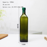 Bouteille en verre vert antique de 1L 1000ml pour l'huile d'olive