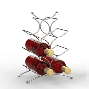 Decorative Iron Wire Standing Wine Storage Rack Countertop Metal Wine Bottle Holder Wine Rack