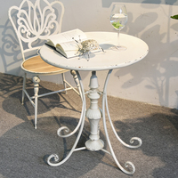 Table basse d'extérieur ART NEST, style vintage, en fer forgé vieilli, finition blanc délavé, durable, montage facile, accent décoratif