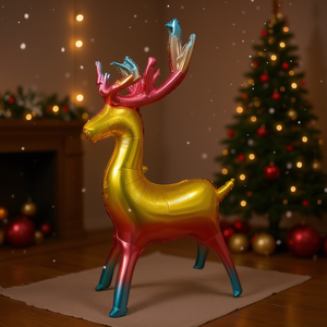 Set di Decorazioni Natalizie con Palloncini in Alluminio a Forma di Renna Dorata 81x50cm - Product Image 2