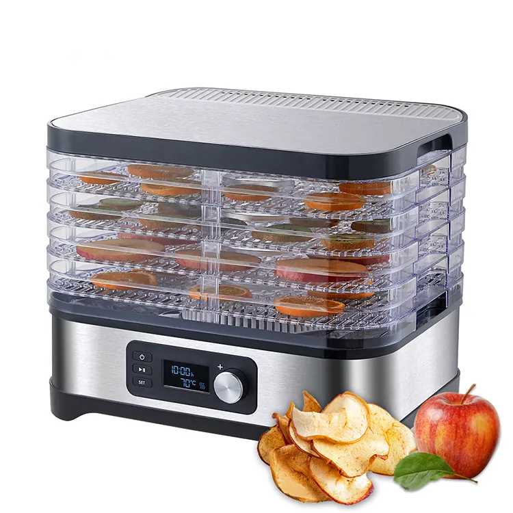 300W 5-Trayer BPA Free Dehydrators Machine Homemade Fruits Dryer Food Dehydrator With Digital Timer and Temperature Control