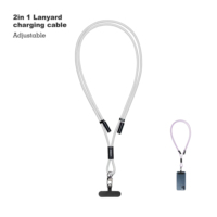 Kabel pengisi daya USB tali ponsel 2in 1, aksesori ponsel Logo dapat disesuaikan 1.5M 60W Tipe C