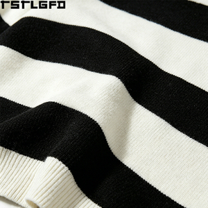 Pull Polo Rayé Personnalisé Tricoté Épais à Manches Longues Style Old Money Coupe Oversize Vente en Gros - Product Image 3
