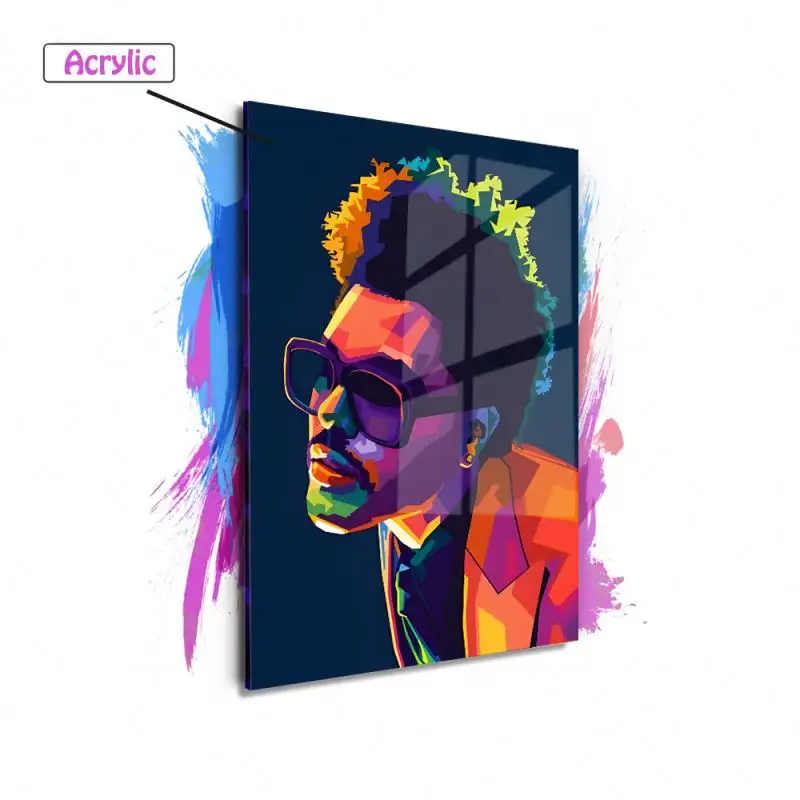 Fashion Hip Hop Legend Star Acrylic Highlight Posters Pop Art And Prints Rapper Singer Portrait Acrylic Paintings Wall Art