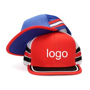 5 Panel <b>Navy</b> <b>Blue</b> Foam Premium Gorras Sports <b>Caps</b> Stripes Custom Embroidery logo Mesh Hats - Product Image 1