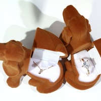 Creative et exquis YUANQI CUTA Style solide marron Flip chien en peluche anneau collier bijoux velours boîte d'emballage pour la fête des pères