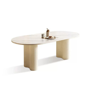 <span class=keywords><strong>Table</strong></span> <span class=keywords><strong>à</strong></span> <span class=keywords><strong>Manger</strong></span> Ovale de Luxe Léger Style Crème, Meuble de Salon et Maison - Product Image 5