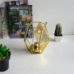 Nordic Style Metal Hanging Lamp with Geometric Iron Pendant and <strong>Brass</strong> Lantern Iron <strong>Candlestick</strong> for Home Decor Light Usage - Product Image 3
