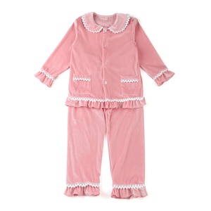 New design kids pjs sleeping pigiama set toddler girls kids custom 2 pezzi di lusso spesso pigiama di velluto per bambini - Product Image 1