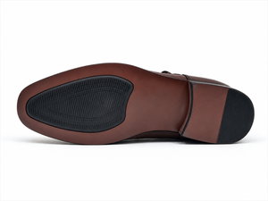 Chaussures habillées marron pour hommes à double boucle, en cuir patiné, à enfiler, avec bout brogue, antidérapantes, pour le bureau, la carrière, les mariages, vente en gros - Product Image 6