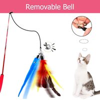 Tongkat Bulu Kucing Interaktif Dapat Ditarik Petdom Mainan Isi Ulang Teaser dengan Bel Kucing Tongkat Pancing untuk Kucing Kucing