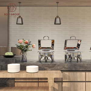 Equipo de <span class=keywords><strong>Buffet</strong></span> Moderno Cuadrado, Recipiente para Calentar Comida de Acero Inoxidable con Tapa de Vidrio, para Uso Comercial en Hoteles y Restaurantes - Product Image 3