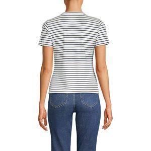 T-shirt rayé à manches courtes pour femme, ajusté, en coton et élasthanne, respirant - Product Image 2