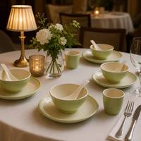 Ensemble de vaisselle en mélamine A5 résistant à la chaleur de la série Qinglan, respectueux de l'environnement pour les hôtels, les écoles, les restaurants de fondue