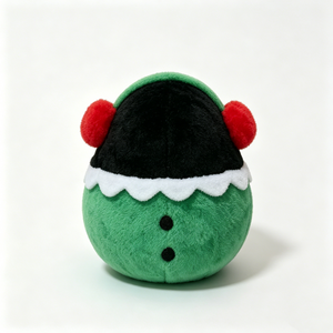 Peluche de Pingüino Navideño Personalizado en Forma de Huevo, Adorable Pingüino Redondo y Regordete con Orejeras de Pompones Rojos - Product Image 4