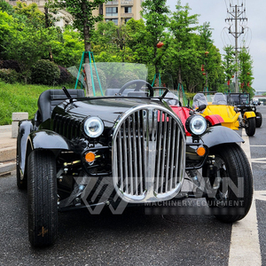 Voiture électrique vintage biplace noire à toit ouvert avec 4 roues et garantie de 2 ans pour le transport touristique en station balnéaire - Product Image 3