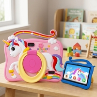 Tablette pour enfants 7 pouces Android 8.1 2 Go 16 Go WiFi 1024x600 rose, tablette PC pour enfants avec étui en silicone licorne et béquille