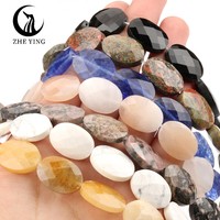 Zhe Ying 18x13mm Oval plana piedras para joyería Jades ágatas facetado piedra Oval perlas para joyería haciendo