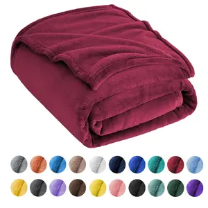 Flannel Fleece Luxury Bed Blanket Double Twin Queen King Size Sherpa Throw Blanket For Winter Microfiber Solid Bedding