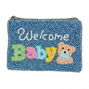 Mini pochette en coton élégant fabriqué à la main porte-monnaie perlé pour un usage quotidien Essentials & Card Accessories Idéal pour les cadeaux - Product Image 1