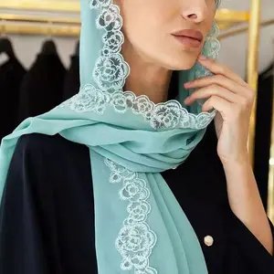 Zipeiwin-bufanda de seda para mujer, Hijab musulmán de Chifón con perlas a la moda, chales largos suaves para la cabeza, 2022