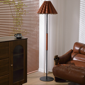 Lampadaire rétro en cuir avec abat-jour, source de lumière LED, base E27, commande par interrupteur, pour salon, chambre à coucher, éclairage décoratif - Product Image 4