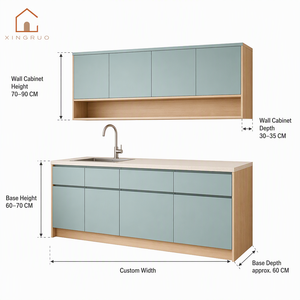 Mobili da <span class=keywords><strong>Cucina</strong></span> Lineari XINGRUO Blu <span class=keywords><strong>Lago</strong></span> con Dettagli in Rovere Sbiancato, Arredamento Moderno Personalizzato per Cucine di Appartamenti e Ville - Product Image 2