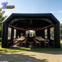 Tente Hôtelière Gonflable Grande en PVC Noir avec Structure Pneumatique pour Réceptions VIP, Traiteur et Événements Commerciaux en Extérieur