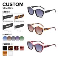 Lunettes de soleil polarisées hexagonales bicolores en acétate, protection UV, anti-éblouissement pour femme, usage quotidien, logo personnalisé