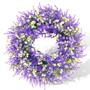 Künstlicher Lavendel-Violett-Kranz, Lila Blumen-Türkranz für Haustür, Hochzeit, Brautparty, Frühlingsdekoration - Product Image 5