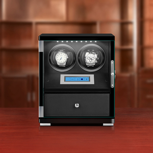Caja enrolladora de reloj de lujo con laca de piano automática, pantalla personalizada de alta calidad, pantalla táctil de 2 ranuras con pie de bloqueo de huellas dactilares - Product Image 5