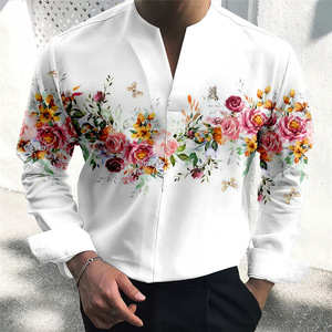 <span class=keywords><strong>Chemise</strong></span> <span class=keywords><strong>homme</strong></span> RNSHANGER, imprimés floraux, <span class=keywords><strong>col</strong></span> <span class=keywords><strong>en</strong></span> <span class=keywords><strong>V</strong></span>, manches longues, <span class=keywords><strong>v</strong></span>êtements imprimés pour extérieur et rue, <span class=keywords><strong>chemise</strong></span> tendance et confortable. - Product Image 2