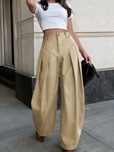 <strong>Women</strong> High Rise Pleated Wide Leg <strong>Trousers</strong> Loose Fit Pants <strong>for</strong> Casual Office Wear - Product Image 1
