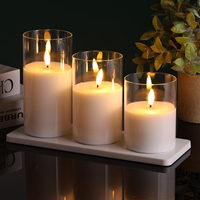 Décoration d'intérieur Matti, bougie LED rechargeable sans flamme en verre personnalisée en cire de paraffine