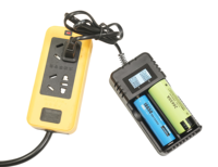 Chargeur mural avec écran LCD, éclairage LED, double emplacement pour batteries rechargeables 18650/26650, microphone/caméra zéro tension, CE