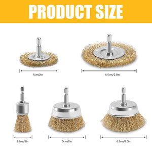 DELUN Kit de 5 brosses métalliques haute performance pour meuleuse d'angle, personnalisable OEM, diamètre 50 mm, élimination agressive de la rouille - Product Image 2