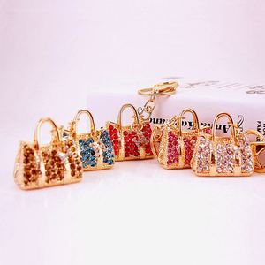 Creative Shine Rhinestone <b>Keychain</b> Cute Pink Lady Handbag Style Car Key Ring <b>Personality</b> Gift Gift - Product Image 1