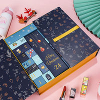 Vente en gros, livraison rapide, emballage exquis, calendrier de l'avent rigide, haute qualité, logo personnalisé, motif, pelliculage brillant, bougie, éponge