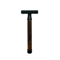 Rasoir de sécurité de luxe à double lame en acier inoxydable avec manche en bois, outil manuel pour le soin des poils du corps et de la barbe pour hommes