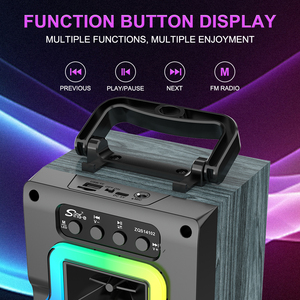 SING-E ZQS14102 Haut-parleur karaoké en bois de 4 pouces avec lumières RGB, Bluetooth, micro sans fil TWS, parfait pour <span class=keywords><strong>les</strong></span> divertissements en plein air - Product Image 6